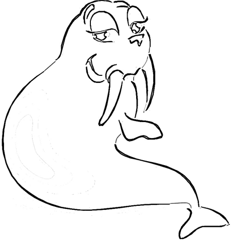 Walrus Girl  Coloring Page